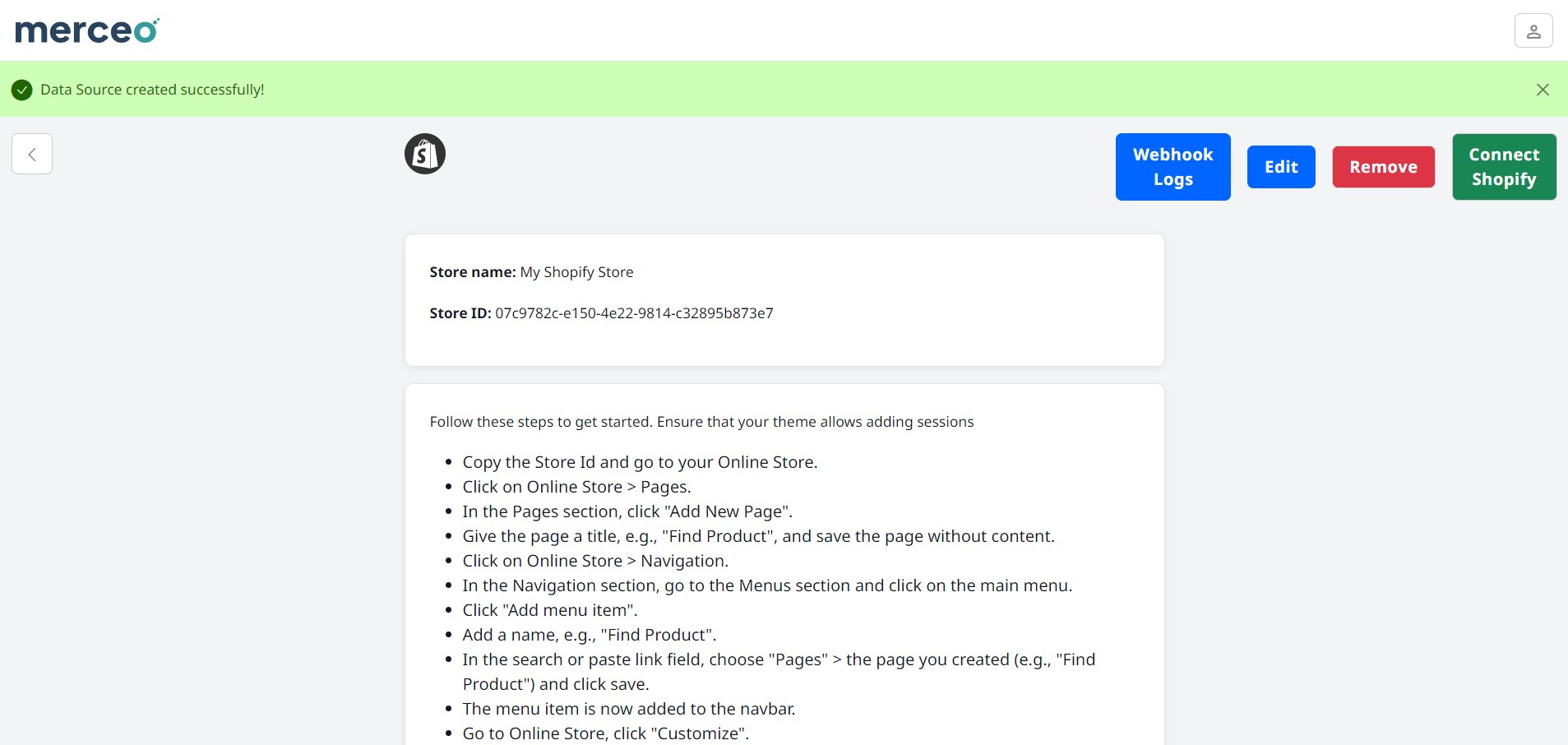 Data source page